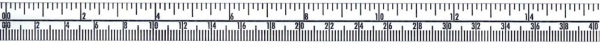 Skalenbandmaß, 13 mm breit, 1:2 Maßstab, von links nach rechts, mm + inch, mit Selbstklebefolie, 3 Meter